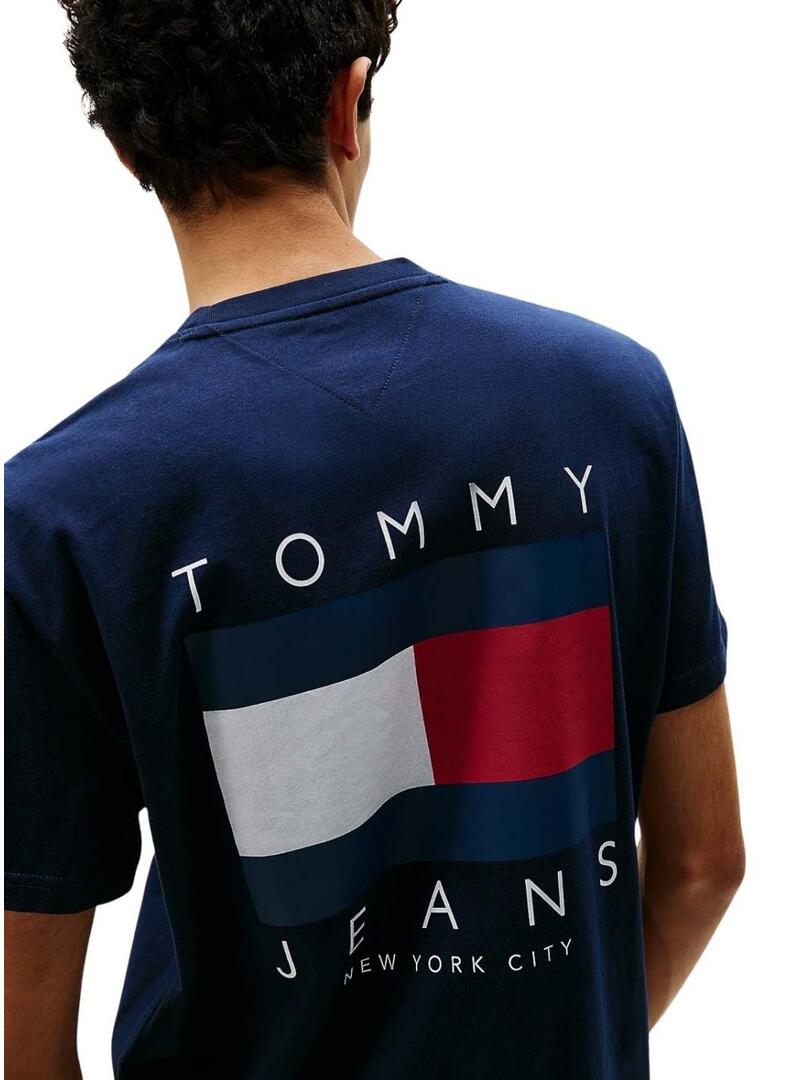 Maglietta Tommy Jeans Flag blu per uomo