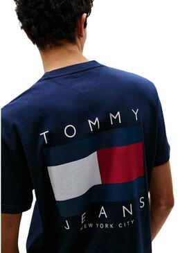 Maglietta Tommy Jeans Flag blu per uomo