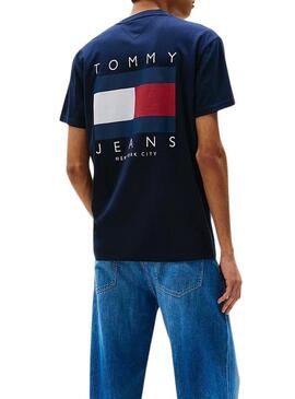 Maglietta Tommy Jeans Flag blu per uomo
