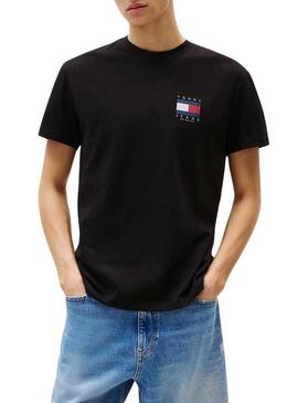 Maglietta Tommy Jeans Flag nera per uomo