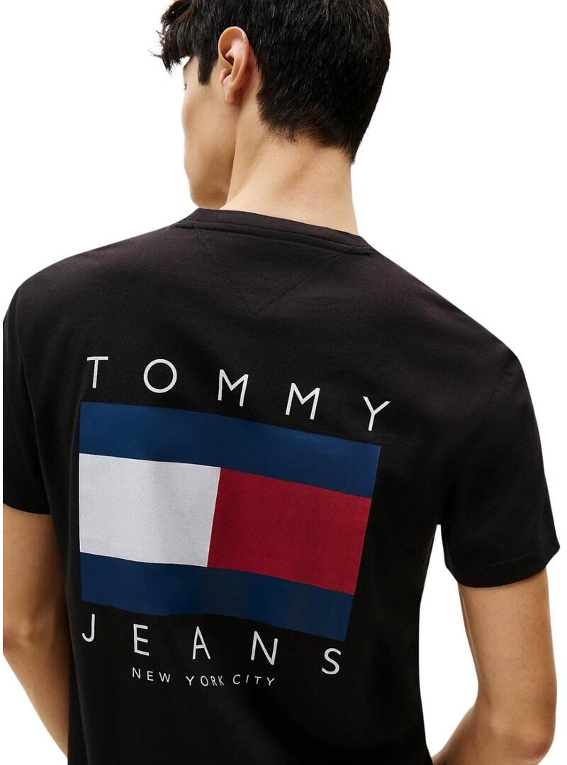 Maglietta Tommy Jeans Flag nera per uomo