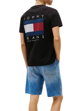 Maglietta Tommy Jeans Flag nera per uomo