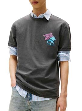 Maglietta Tommy Jeans Novelty grigia per uomo.