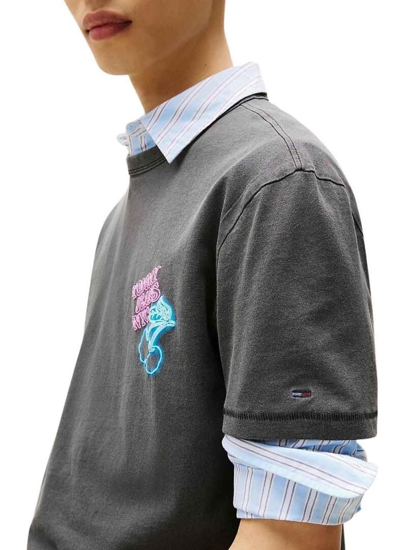 Maglietta Tommy Jeans Novelty grigia per uomo.