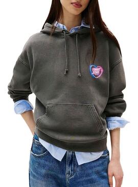 Felpa Tommy Jeans Neon grigia per donna