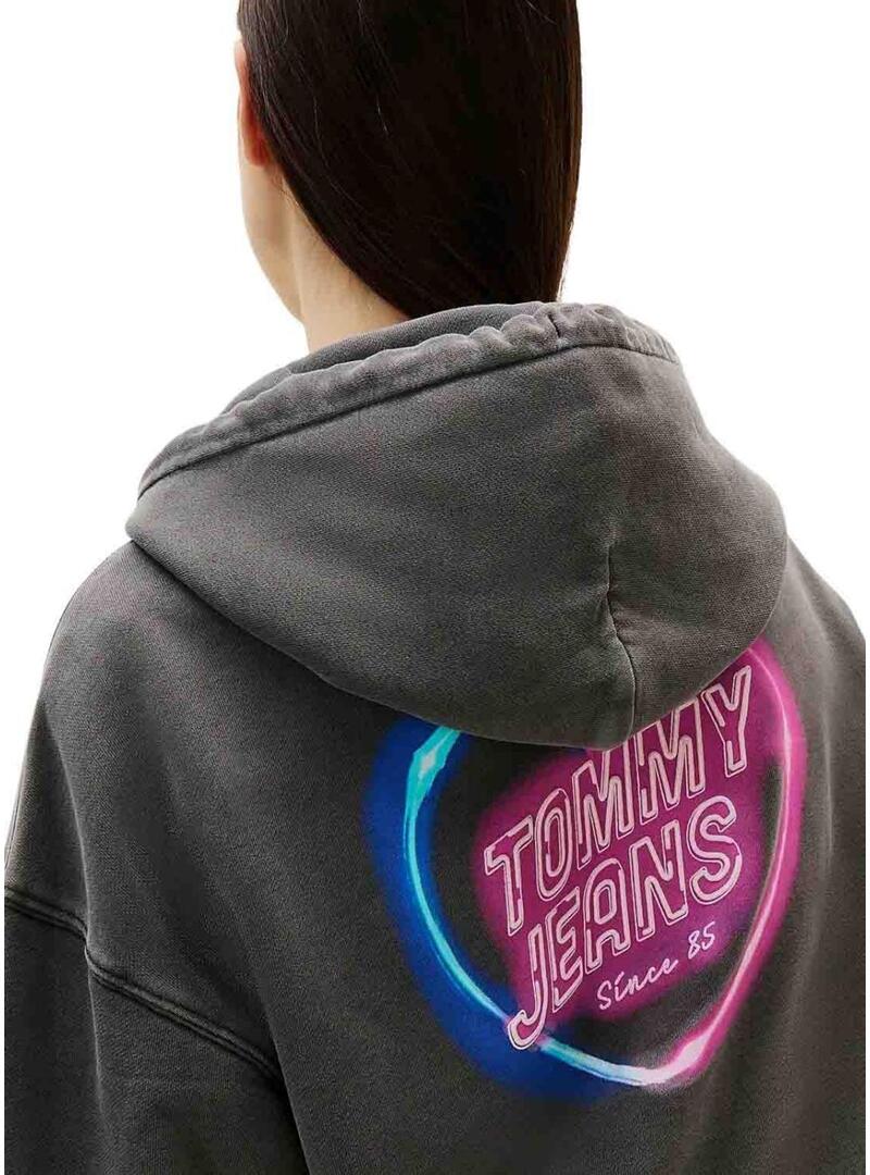 Felpa Tommy Jeans Neon grigia per donna