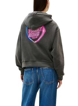 Felpa Tommy Jeans Neon grigia per donna