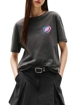Maglietta Tommy Jeans Neon grigia per donna