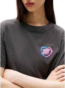 Maglietta Tommy Jeans Neon grigia per donna