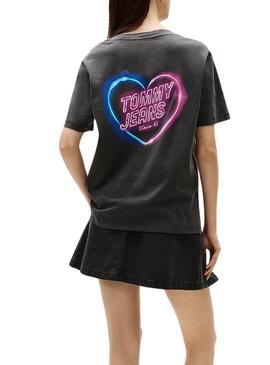 Maglietta Tommy Jeans Neon grigia per donna