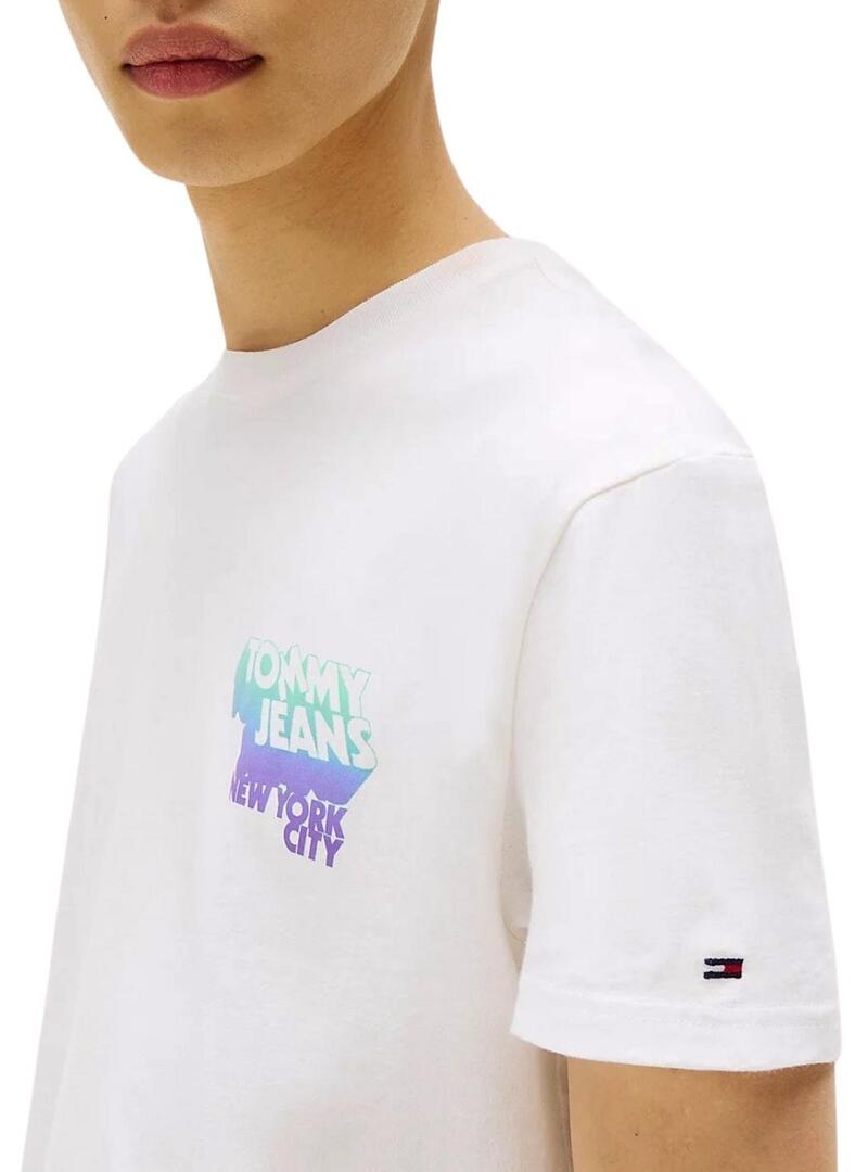 Maglietta Tommy Jeans Stack Backprint bianca per uomo