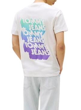 Maglietta Tommy Jeans Stack Backprint bianca per uomo