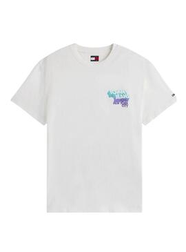 Maglietta Tommy Jeans Stack Backprint bianca per uomo
