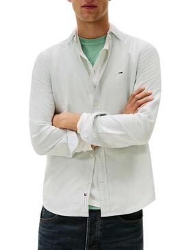 Camicia Tommy Jeans Oxford slim a righe verdi per uomo