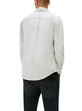Camicia Tommy Jeans Oxford slim a righe verdi per uomo