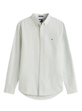 Camicia Tommy Jeans Oxford slim a righe verdi per uomo