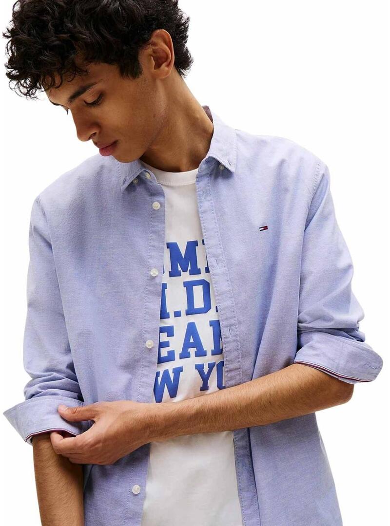 Camicia Tommy Jeans Oxford slim blu per uomo