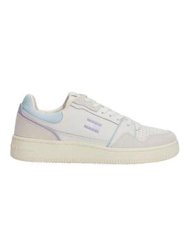 Sneakers Tommy Jeans Retro Basket bianche e lilla per donna