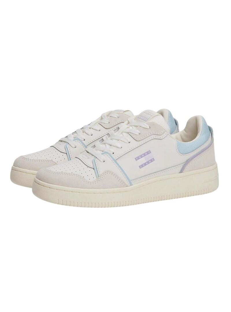 Sneakers Tommy Jeans Retro Basket bianche e lilla per donna