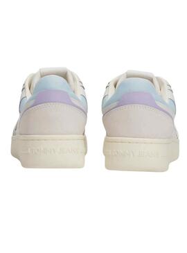 Sneakers Tommy Jeans Retro Basket bianche e lilla per donna