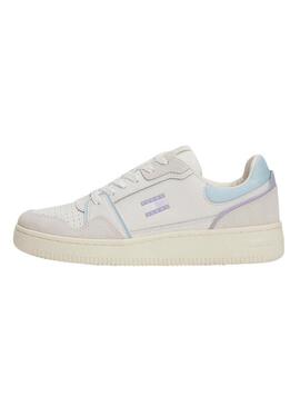 Sneakers Tommy Jeans Retro Basket bianche e lilla per donna