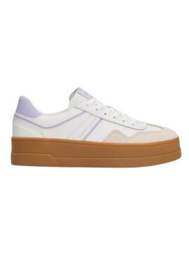 Scarpe Tommy Jeans The Greenwich Platform bianche e lilla per donna.
