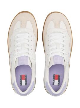 Scarpe Tommy Jeans The Greenwich Platform bianche e lilla per donna.