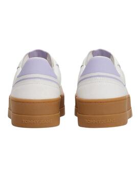 Scarpe Tommy Jeans The Greenwich Platform bianche e lilla per donna.