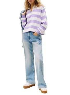Scarpe Tommy Jeans The Greenwich Platform bianche e lilla per donna.