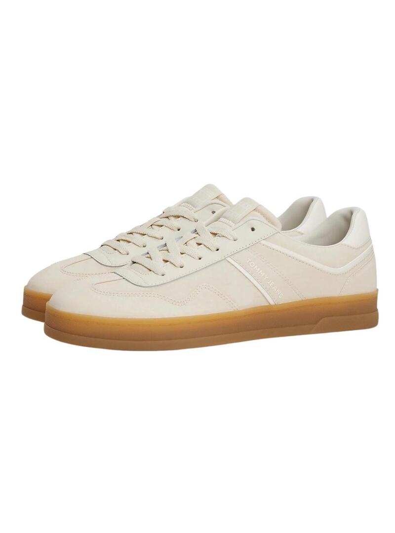 Scarpe Tommy Jeans Greenwich in tessuto beige per donna.