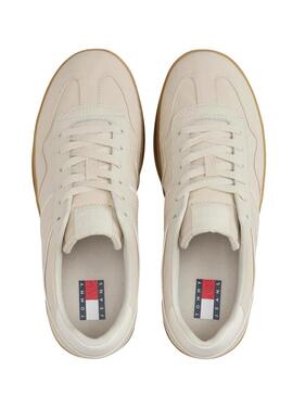 Scarpe Tommy Jeans Greenwich in tessuto beige per donna.