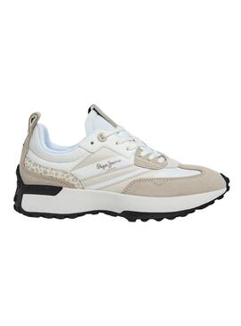 Sneakers Pepe Jeans Lucky Print beige per donna