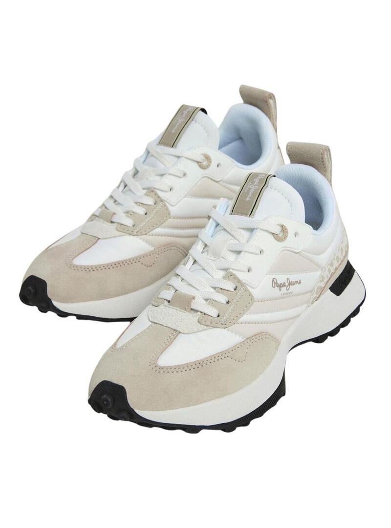 Sneakers Pepe Jeans Lucky Print beige per donna