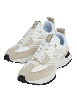 Sneakers Pepe Jeans Lucky Print beige per donna