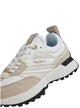 Sneakers Pepe Jeans Lucky Print beige per donna