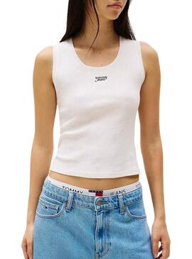Maglietta Tommy Jeans Tank bianca per donna
