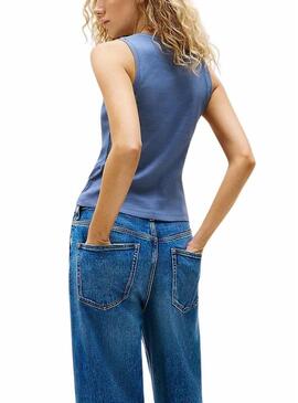 Maglietta Tommy Jeans Tank blu per donna
