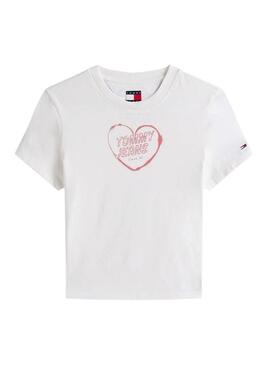Maglietta Tommy Jeans Heart bianca per donna