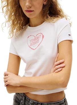 Maglietta Tommy Jeans Heart bianca per donna