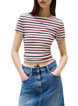 Maglietta a righe Tommy Jeans Essential Rib per donna