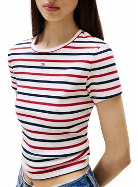 Maglietta a righe Tommy Jeans Essential Rib per donna