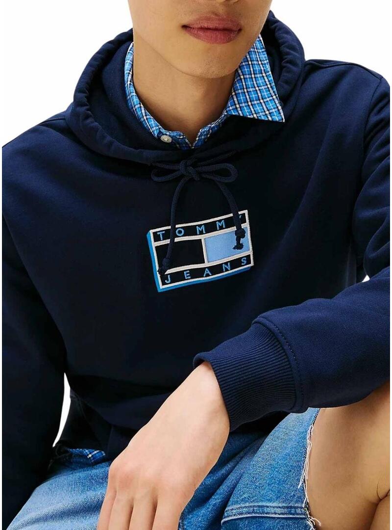 Felpa Tommy Jeans Pop blu scuro per uomo