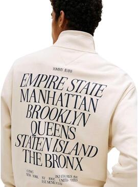 Felpa Tommy Jeans New York beige per uomo