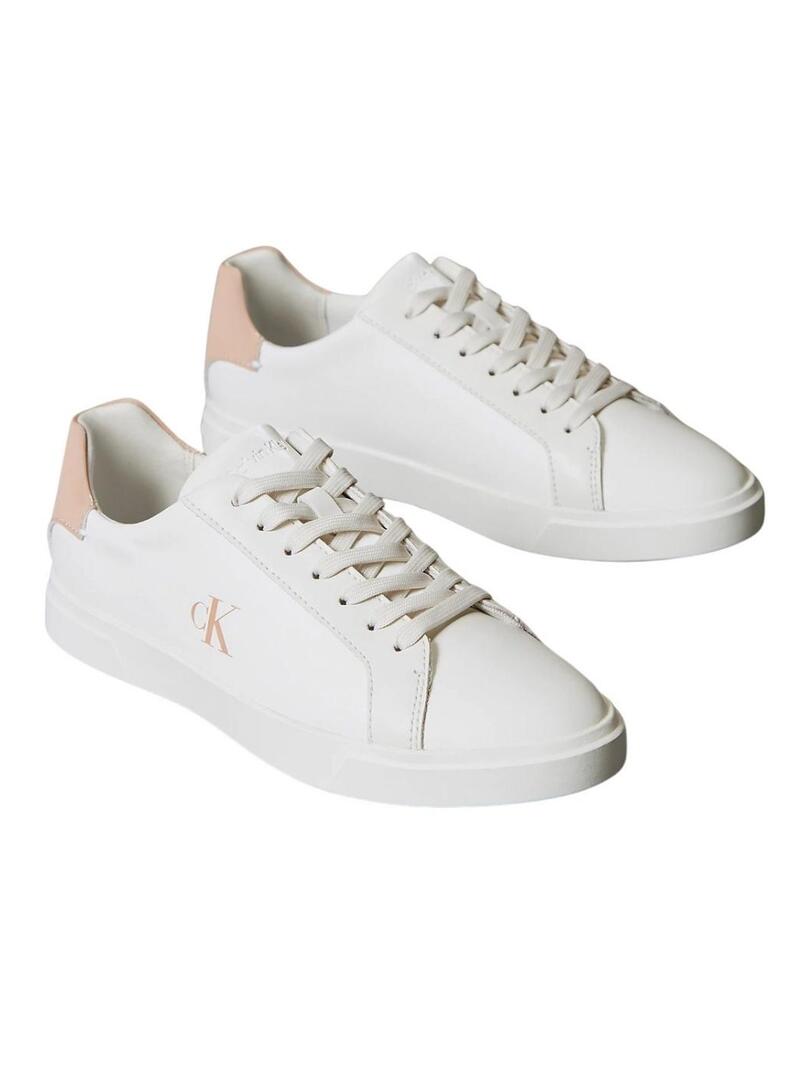 Sneakers Calvin Klein Jeans Low Pro Cups bianche e rosa per donna.