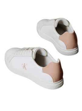 Sneakers Calvin Klein Jeans Low Pro Cups bianche e rosa per donna.