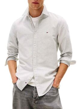 Camicia Tommy Jeans Oxford slim a righe blu per uomo