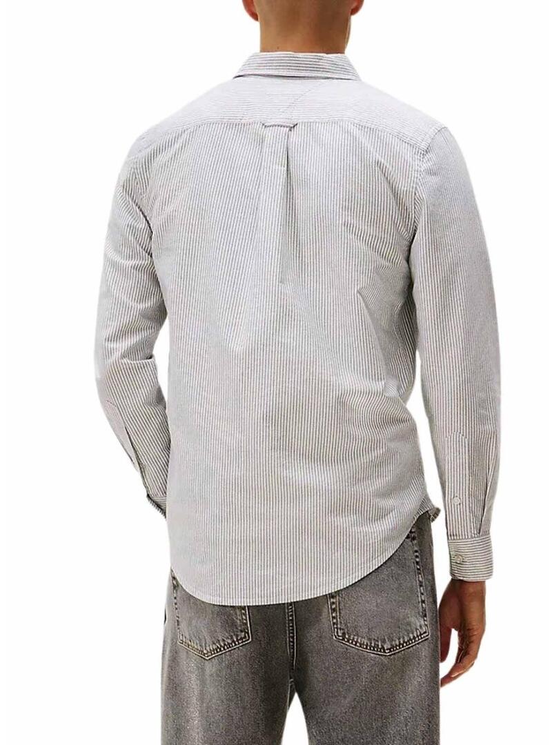 Camicia Tommy Jeans Oxford slim a righe blu per uomo
