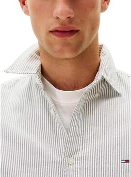 Camicia Tommy Jeans Oxford slim a righe blu per uomo