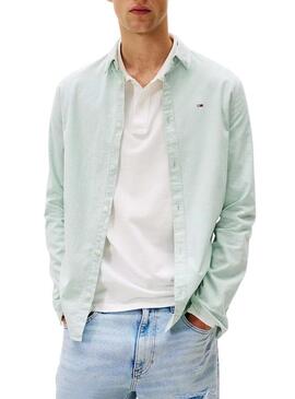 Camicia Tommy Jeans Oxford verde per uomo