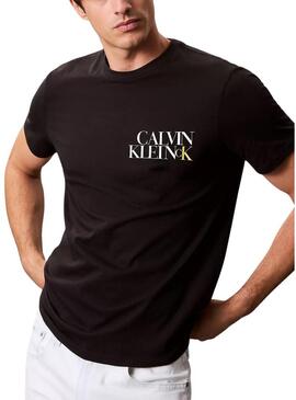 Maglietta Calvin Klein Jeans NY Word Stack nera per uomo